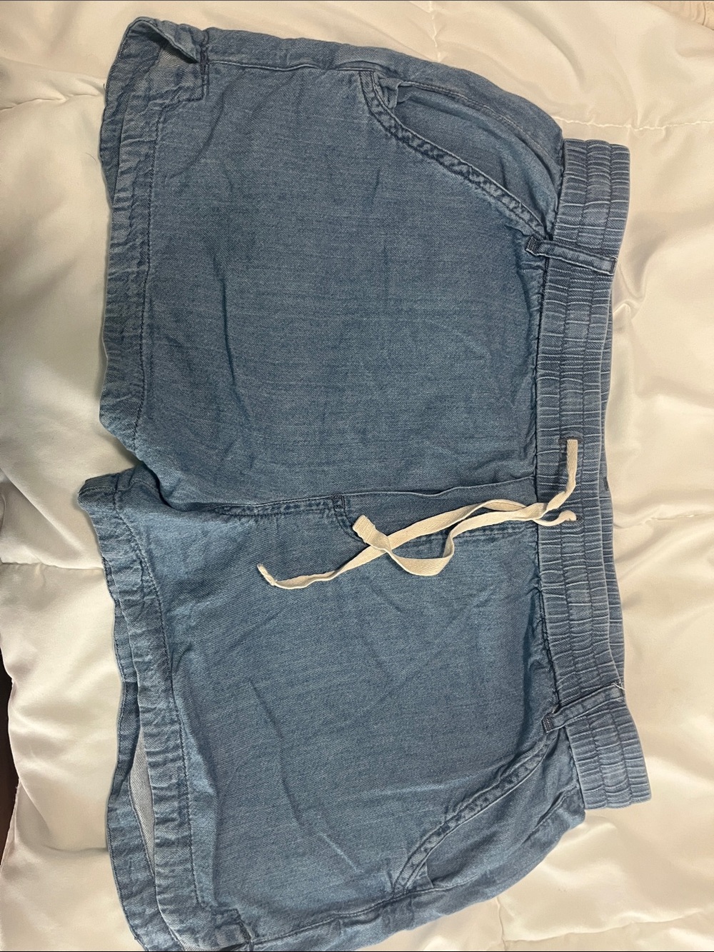 Womens Blue Drawstring Casual Shorts